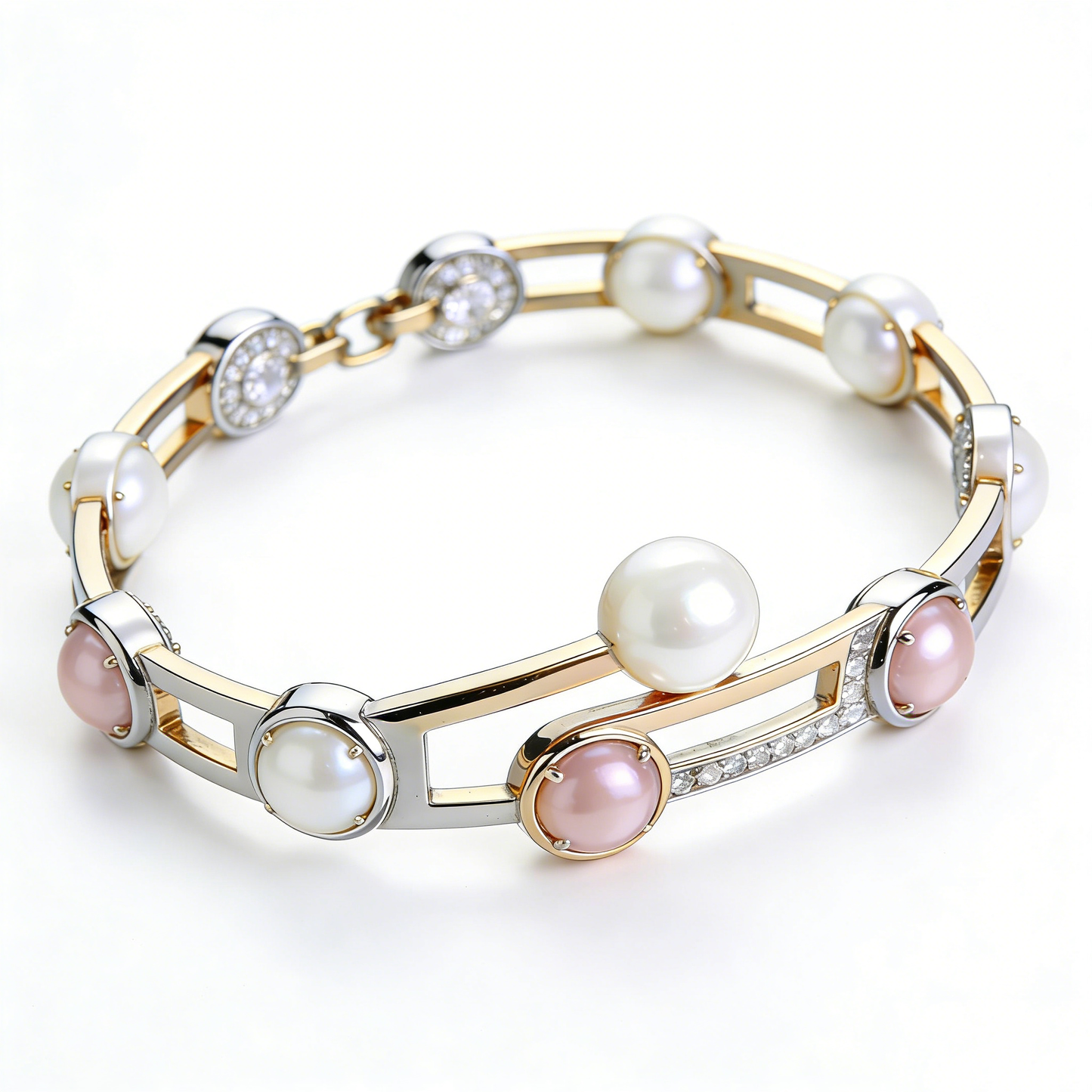 Two-Tone Pink & White Pearl Bracelet