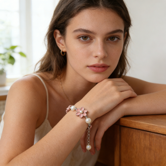 Two-Tone Pink & White Pearl Bracelet